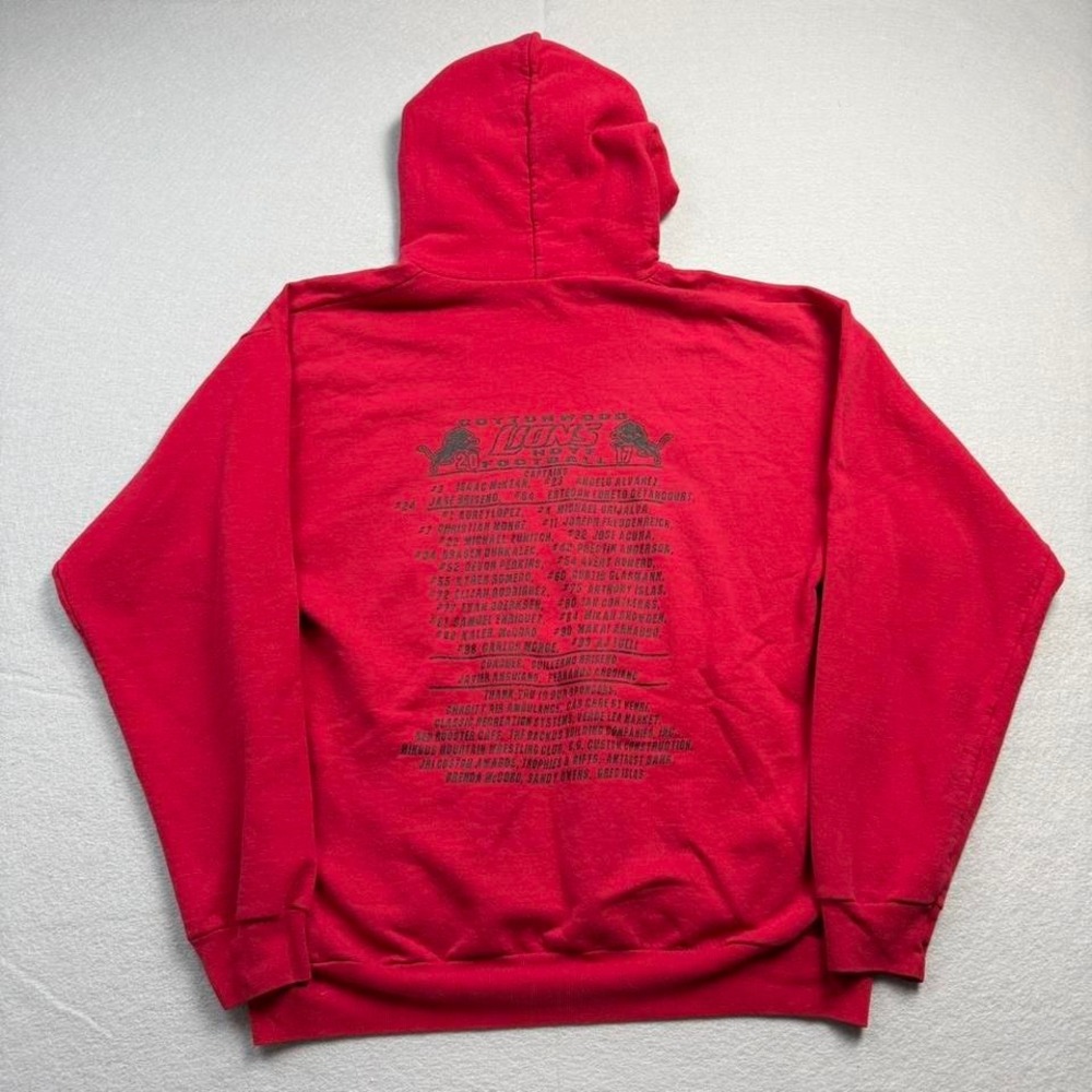 Detroit Lions Hoodie Red NFL Style Y2K Sports Streetwear Hanes EcoSmart Large - Picture 5 of 6